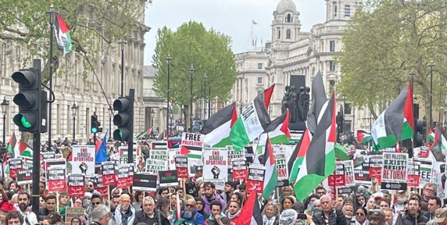 تظاهرة حاشدة في لندن تضامنا مع فلسطين وتنديدا بدعم بريطانيا للصهاينة