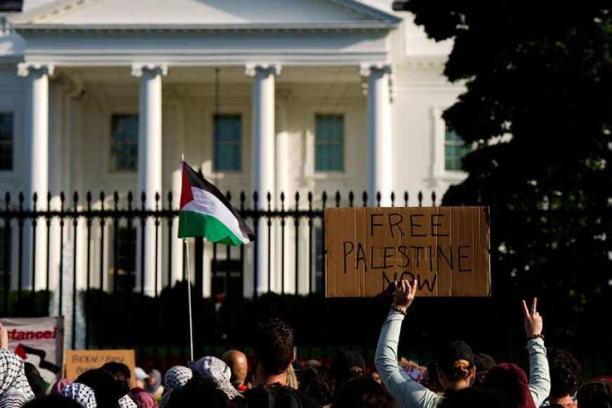 مظاهرات أمام البيت الأبيض احتجاجاً على الدعم الأمريكي للمجازر الإسرائيلية في غزة